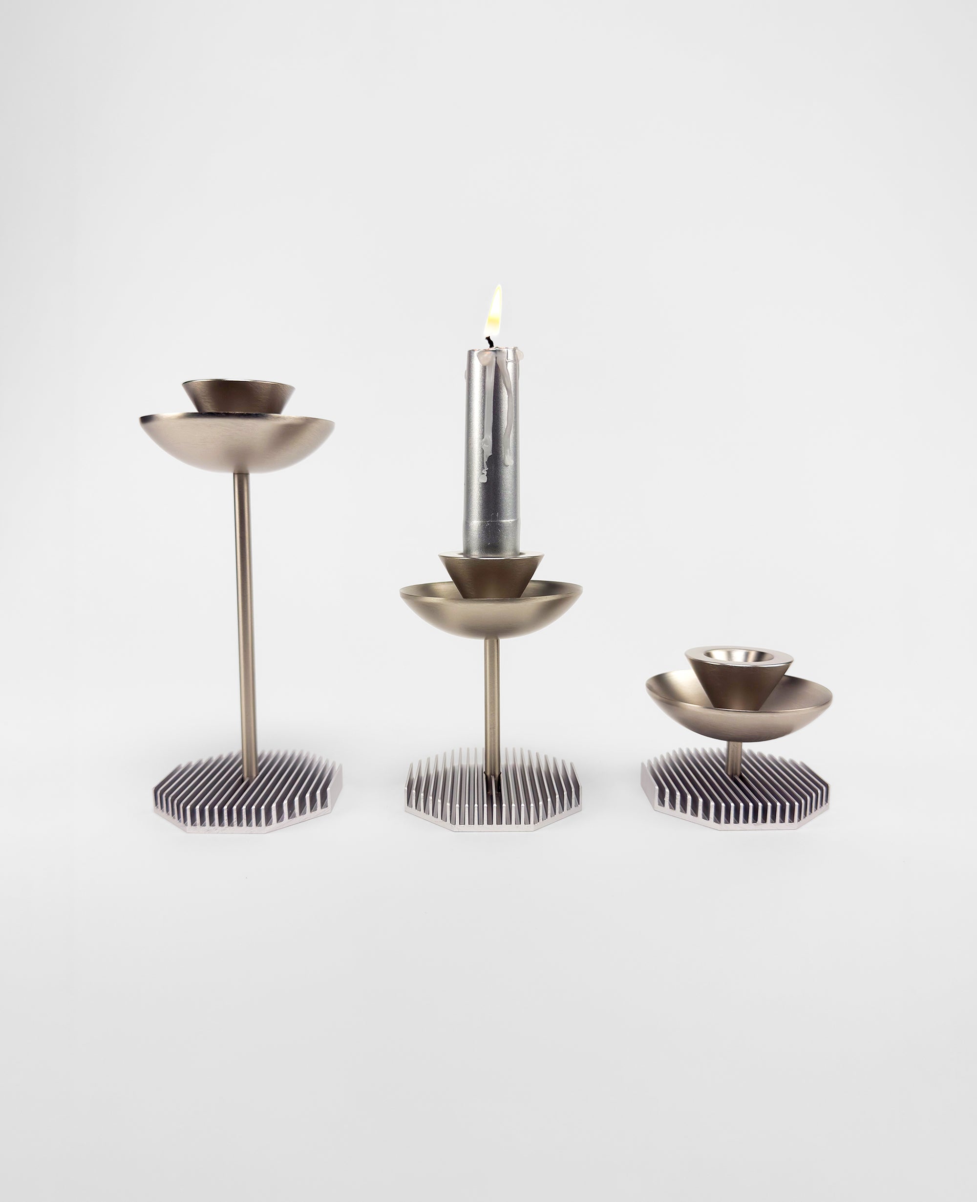 Octagon Candle Stands – Silver