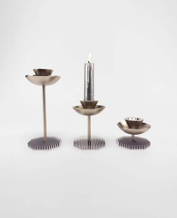 Octagon Candle Stands – Silver
