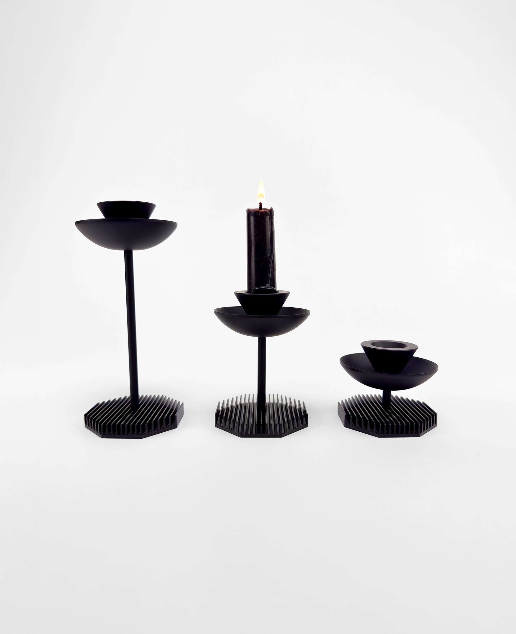 Octagon Candle Stands – Black