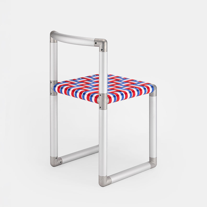 Pipe Chair - Silver Frame with 3 Color Webbing