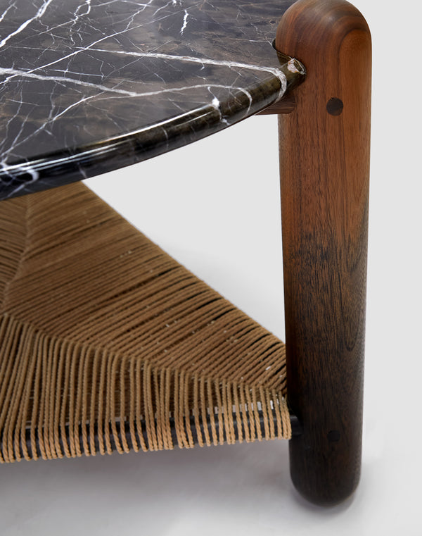Captain’s Table – Walnut w/ Black Marble (30-inch)