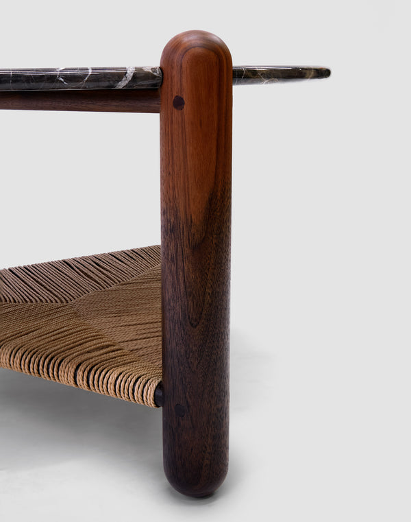Captain’s Table – Walnut w/ Black Marble (30-inch)